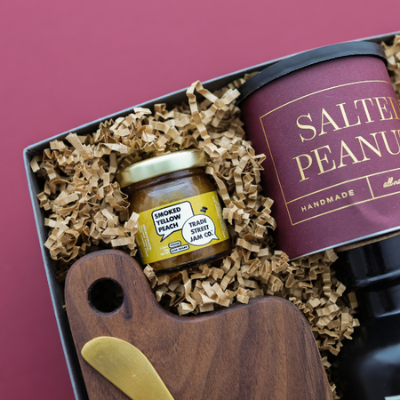 trade street jam co. peach jam in gift box
