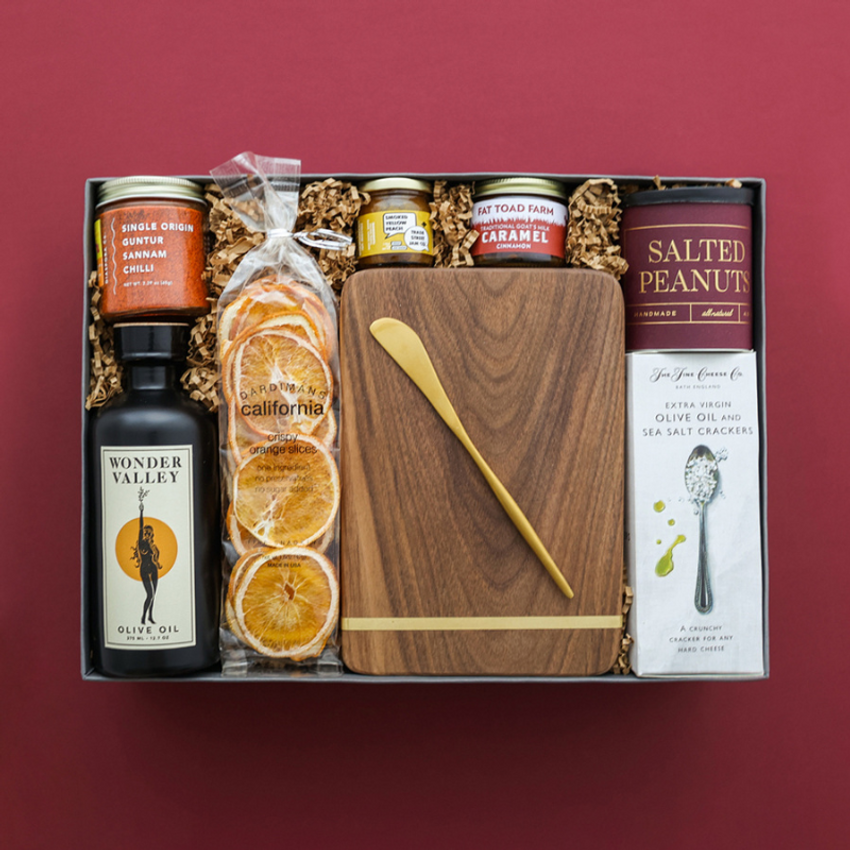 cooking themed gift box on red