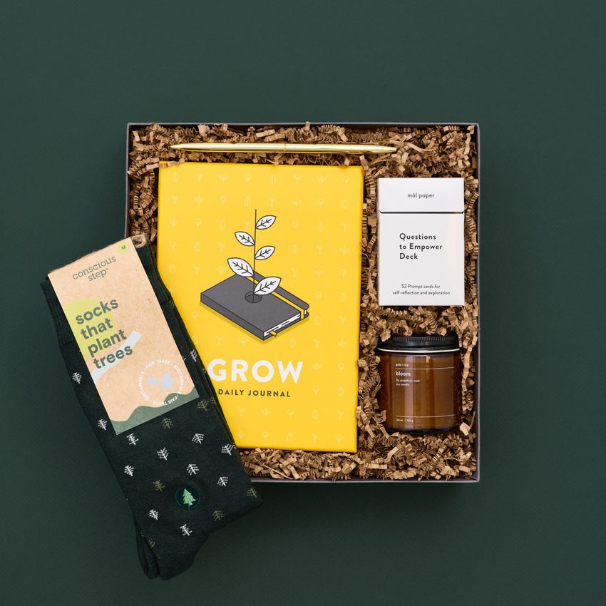 wellness gift box on a green background