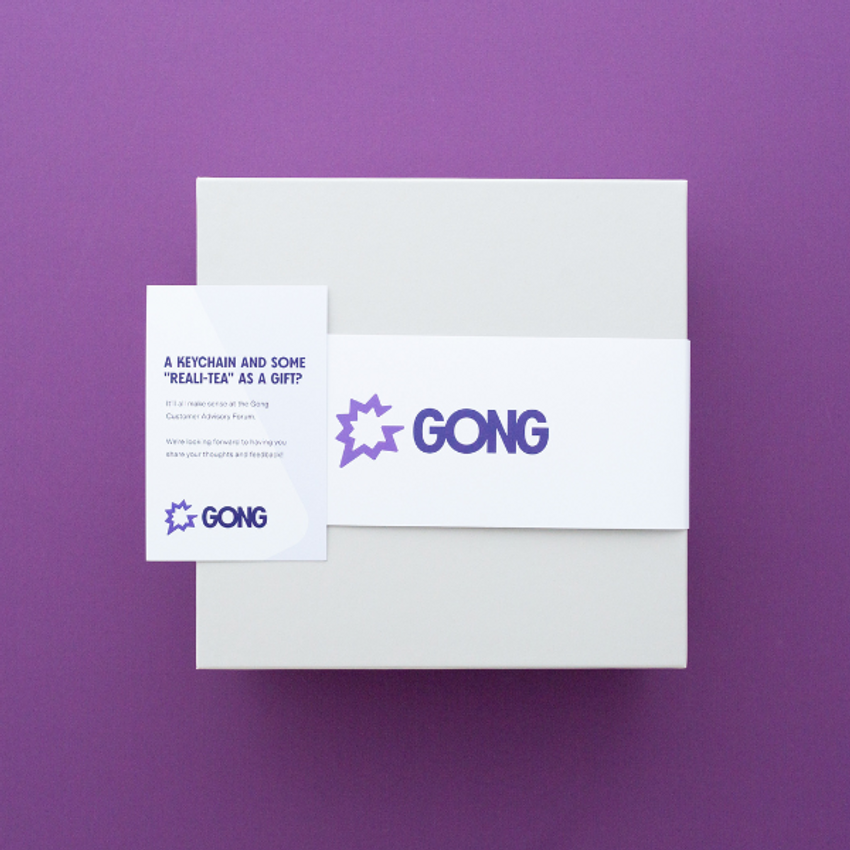 corporate branded gift box packaging on a purple background