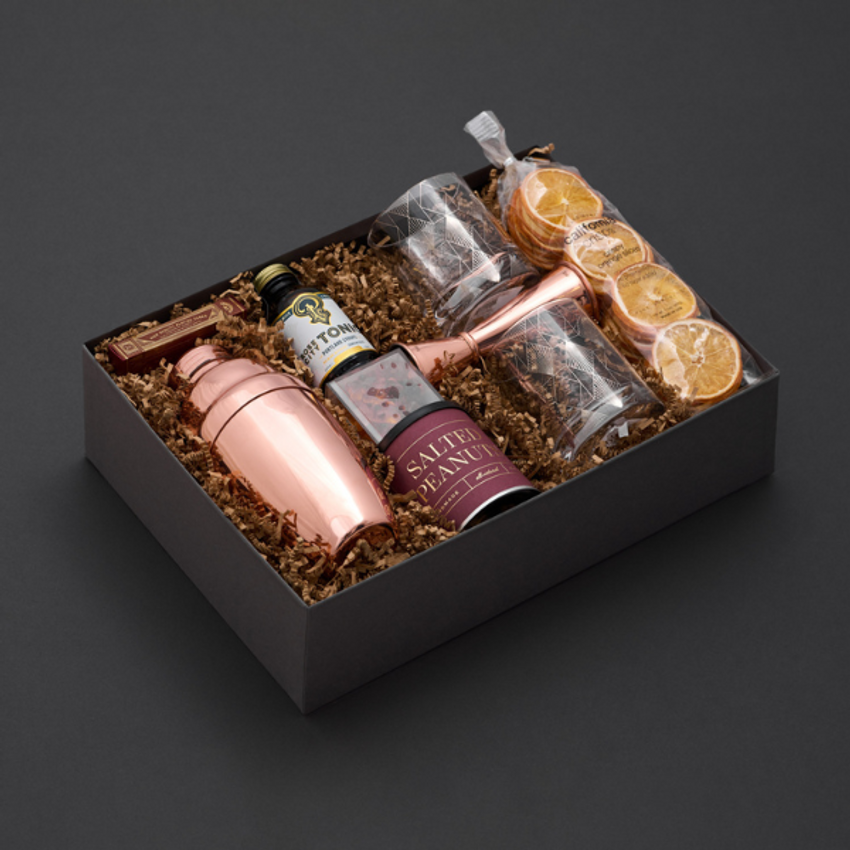 cocktail gift box on black background