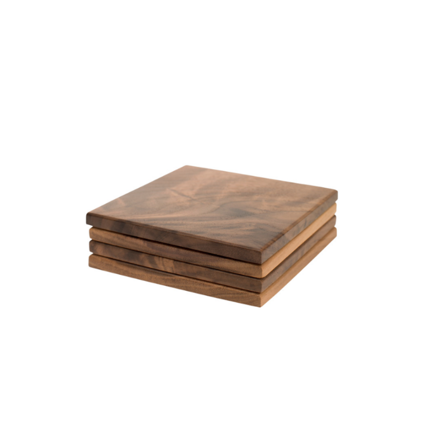 wooden coasters white background