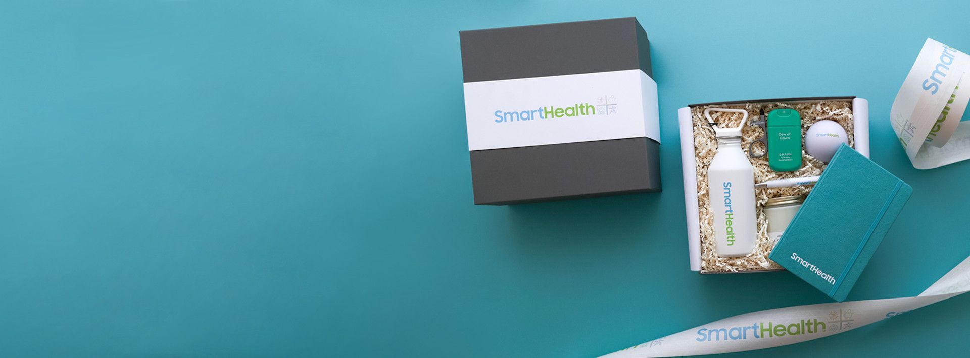 smarthealth branded box on teal background