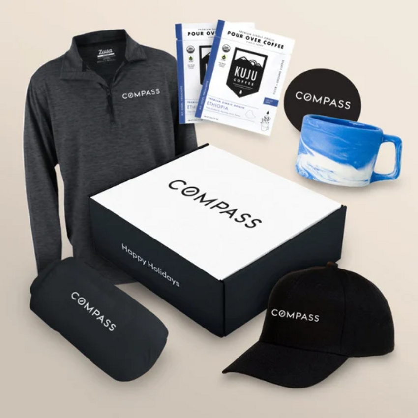 compass swag box branded items