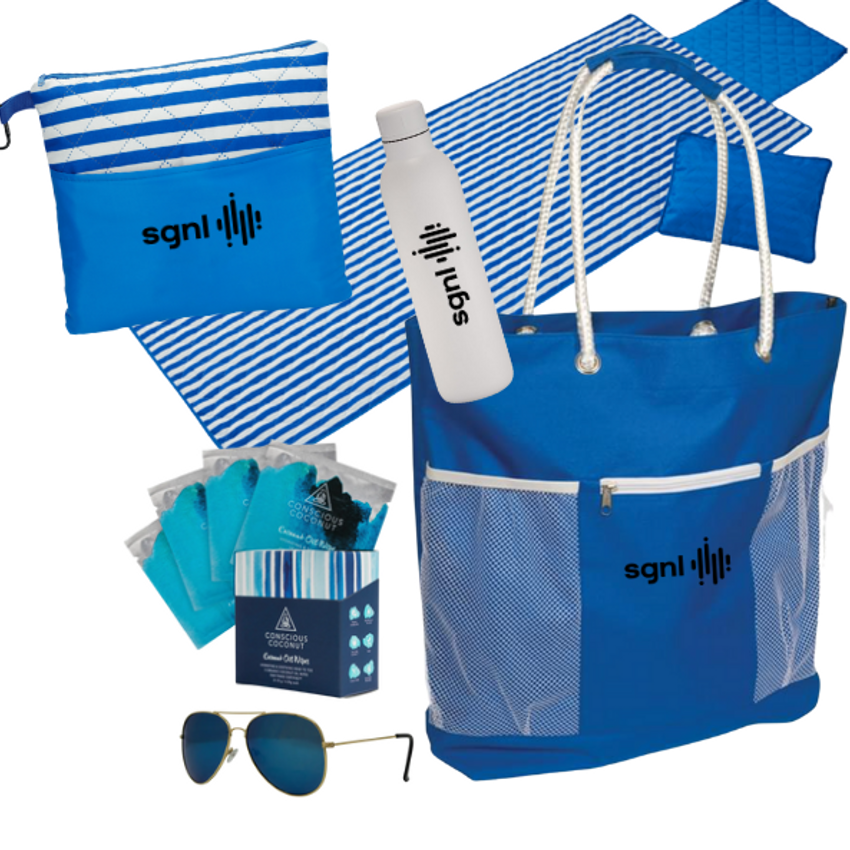 sgnl branded items tote bags water bottle sunglasses