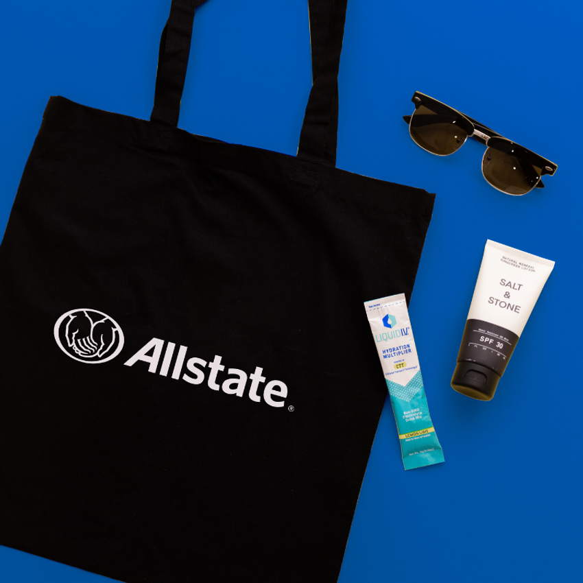 all state branded items sunglasses blue background