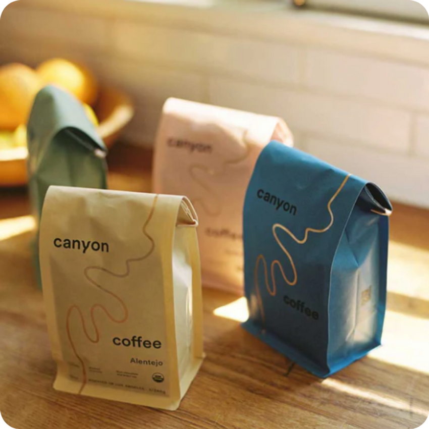 colorful packaged canyon coffee bags