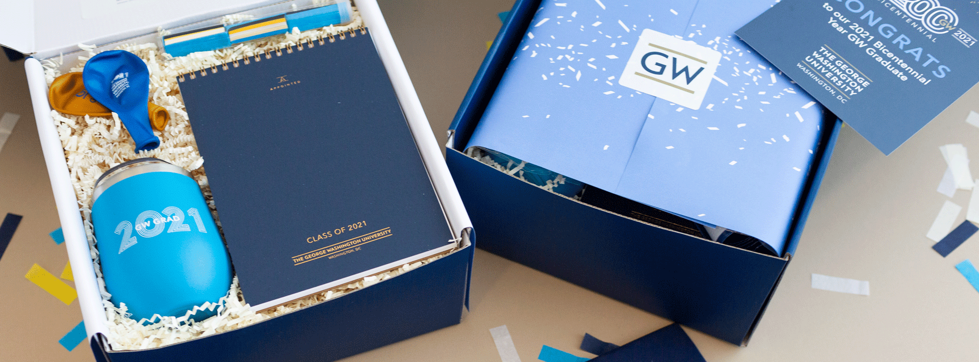 virtual graduation gifts for gw with branded packaging and celebration products